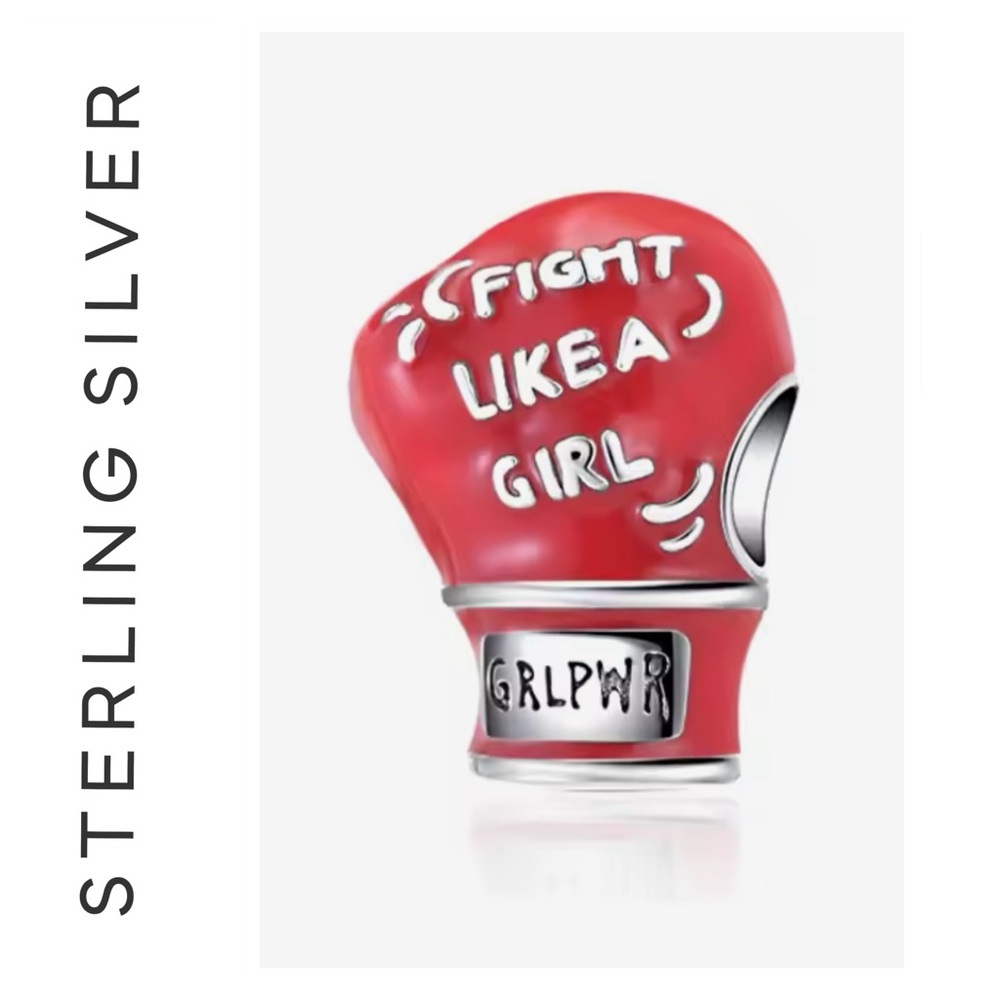 🌟 S925 Sterling Silver Red Boxing Glove Charm